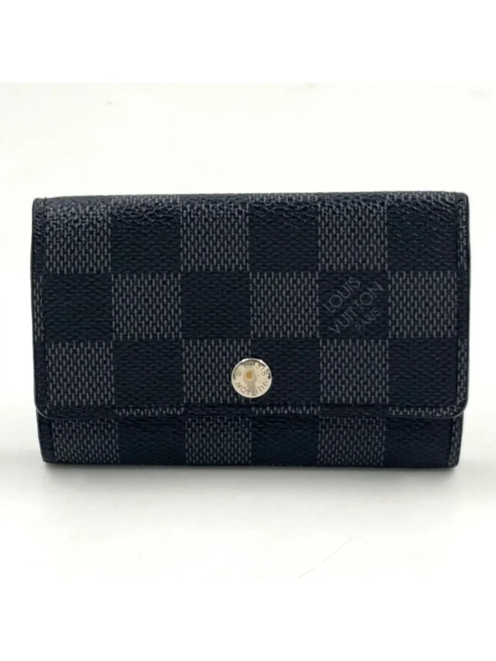 Louis Vuitton Multicles 6 Damier Graphite Leather Black Key Case Silver Key